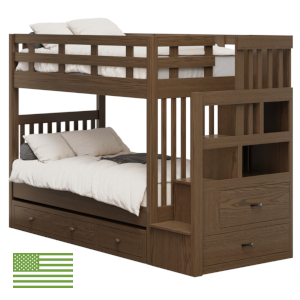Amish Kodiak Bunk Bed with 3 Drawer Storage Unit